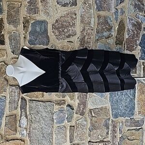 Alex Evenings Vintage Black Velvet Multi-Tiered Cocktail Dress Beaded 16W